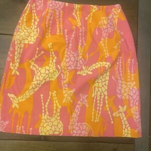 Lilly Pulitzer White Label Vintage Giraffe Print Skirt Size 0 Colorful Whimsical